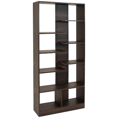 Sunnydaze Rosalee 9-Tier Open Bookshelf with Staggered Shelves