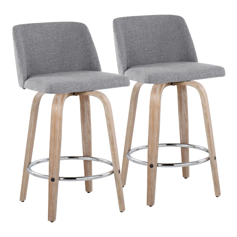 Carson Carrington Vallberga 26" Fixed-Height Counter Stool With Whitewashed Wood Base (Set of 2)