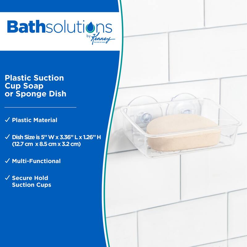 Kenney Plastic Suction Cup Soap or Sponge Dish - Clear