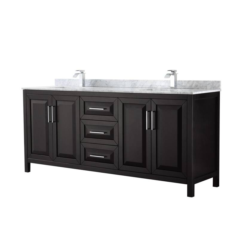 Wyndham Collection Daria 80" Free Standing Double Vanity Set with MDF - Dark Espresso / White Carrara Marble Top / - Espresso Finish