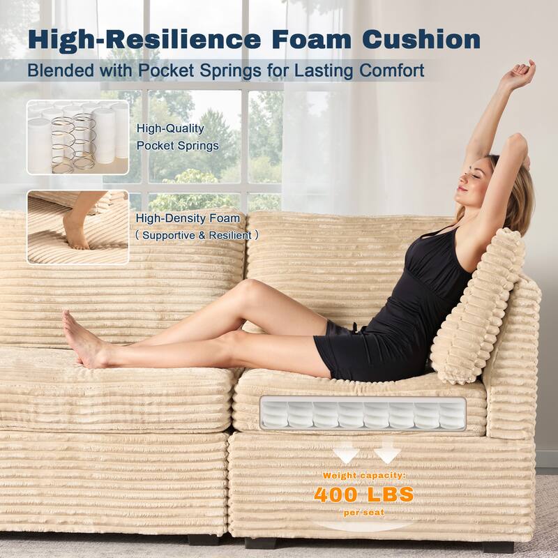 XIZZI Modular Sectional Sofa Chaise Couch with Ottoman