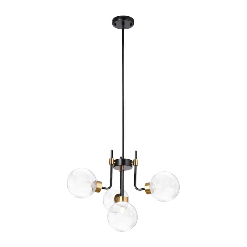 Bistro Ceiling Light Chandelier Nordic Matte Black and Gold Polish 4-Light