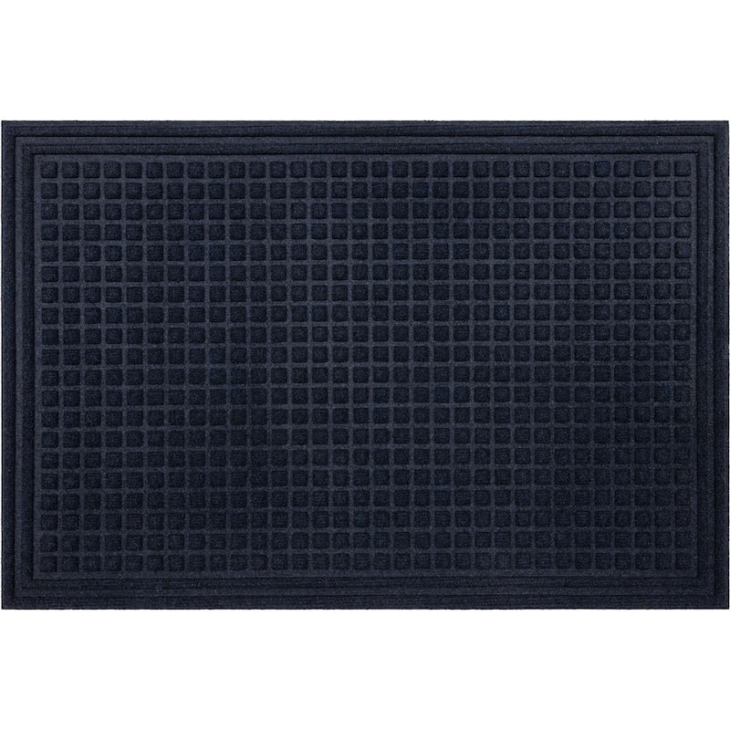 Mohawk Home Waffle Grid Impression Indoor/Outdoor Recycled Rubber All Weather Utility Doormat - 24" x 36" - Waffle Grid Impression Blue