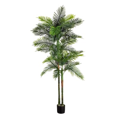 8' UV Resistant Double Robellini Palm Tree (Indoor/Outdoor) - Green