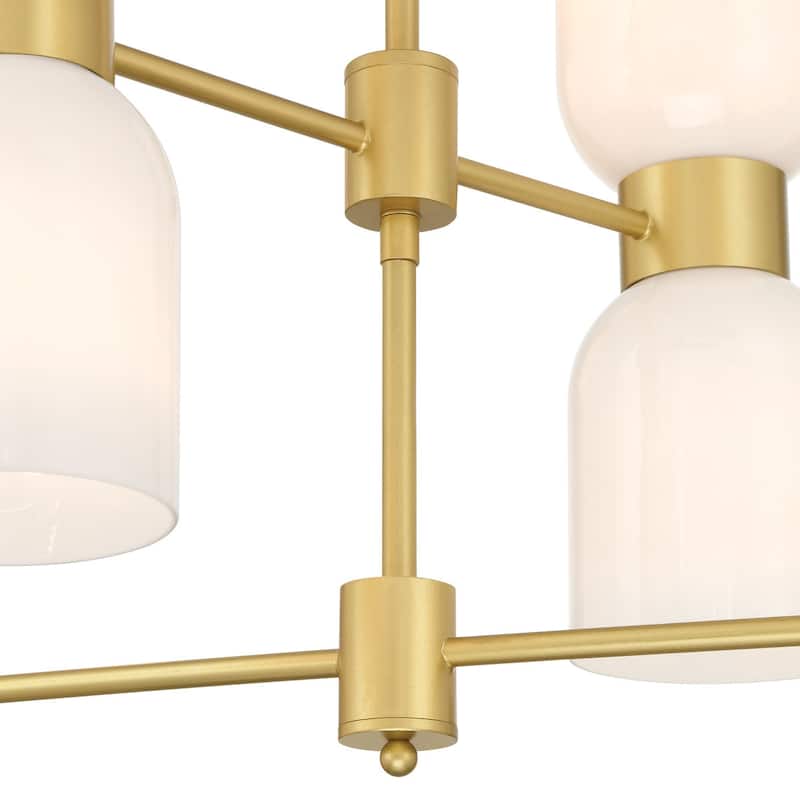 Acroma Gold 12-Light Dimmable Chandelier with White Glass Shades