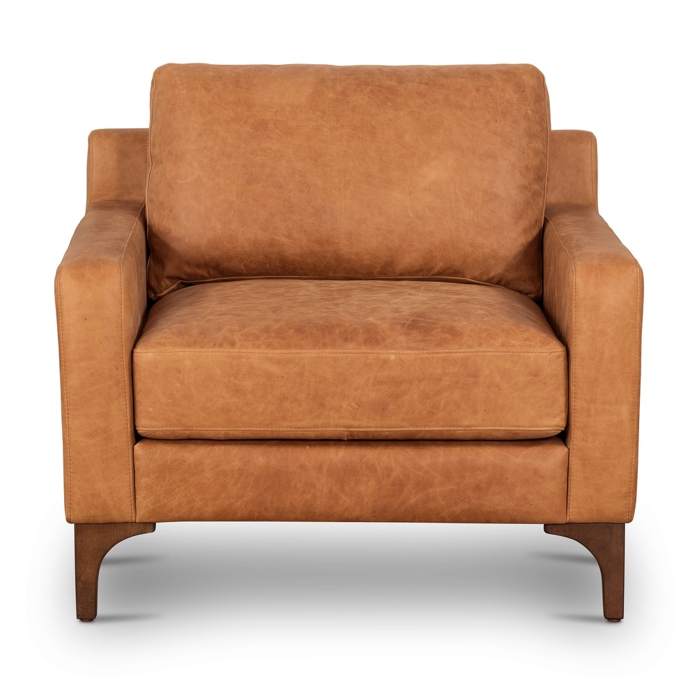 Poly & Bark Sorrento 35" Lounge Chair - Full Grain Genuine Italian Leather