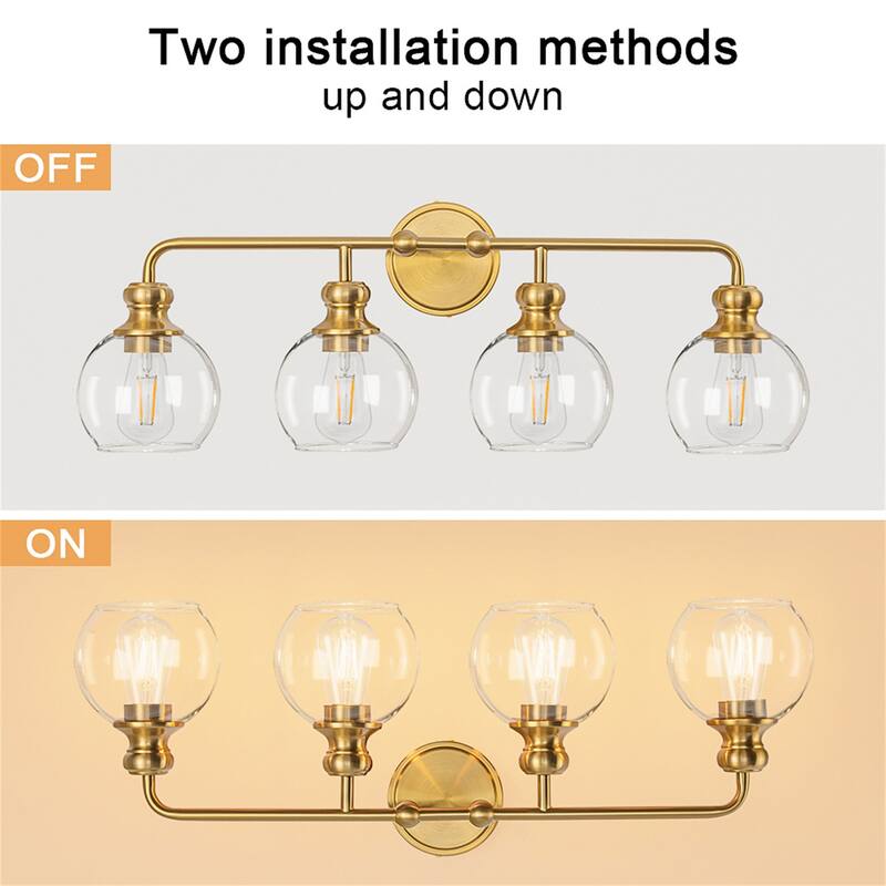 4-Light Dimmable Vanity Light with Clear Glass Shades