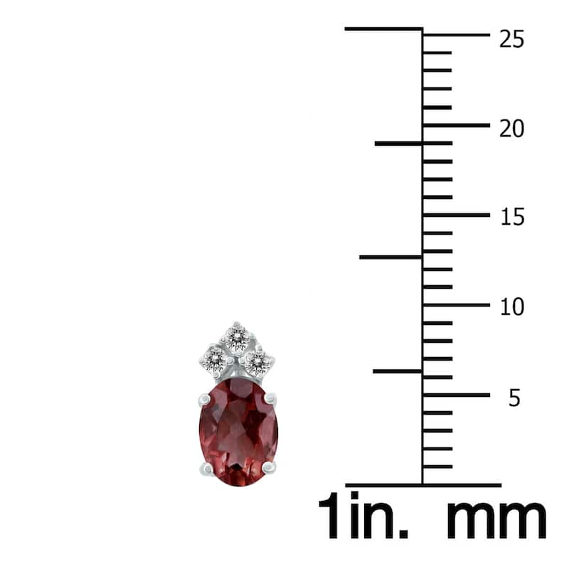 Marquee 14K White Gold 6x4MM Oval Garnet and Diamond Earrings