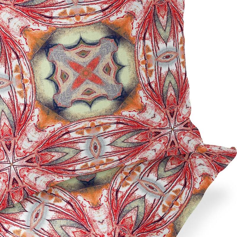 HomeRoots Set of Two 16" X 16" Green and Red Blown Seam Floral Indoor Outdoor Throw Pillow - 16.00' X '16.00' X '5.00