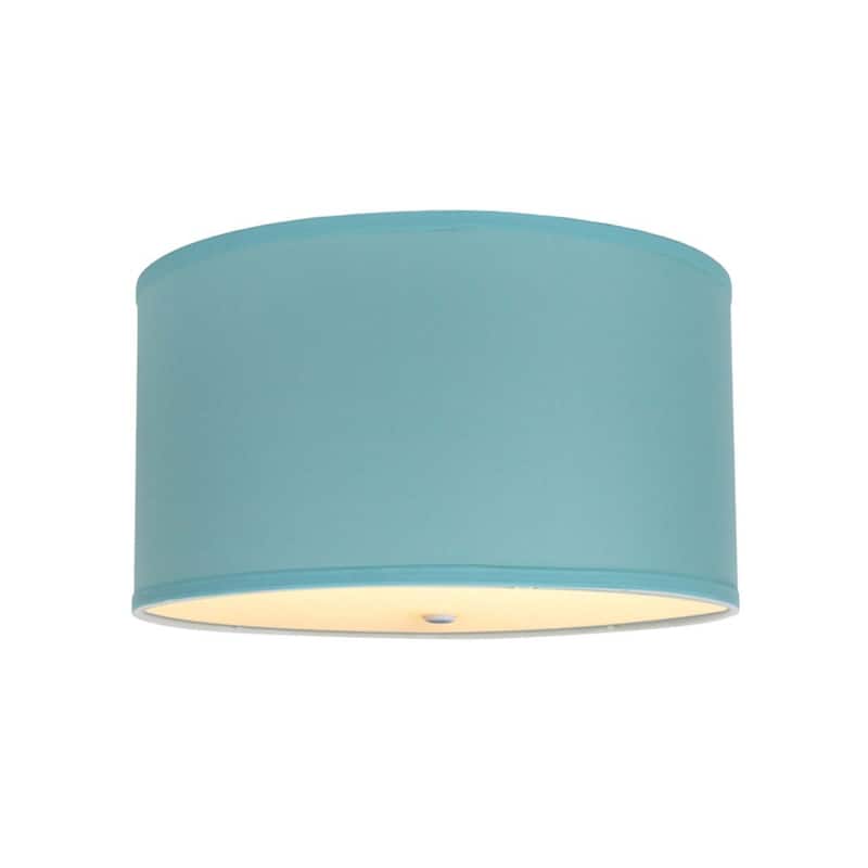 Moderne Flush Mount Conversion Kit 16"w Island Paradise Linen Drum Lampshade - Island Paradise