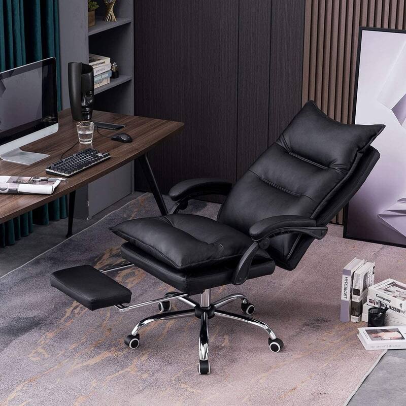 4/6-Point Massage Office Chair, Ergonomic Reclining Desk Chair, Retractable Footrest & Adjustable Armrests, Multiple options