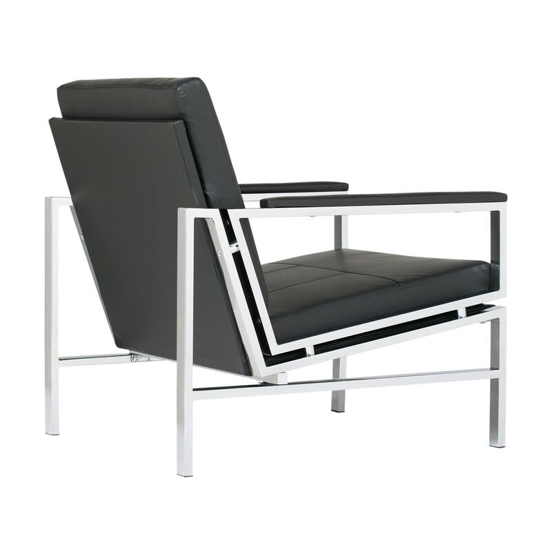 Strick & Bolton Regina Metal and Bonded Leather Mid Century Accent Chair