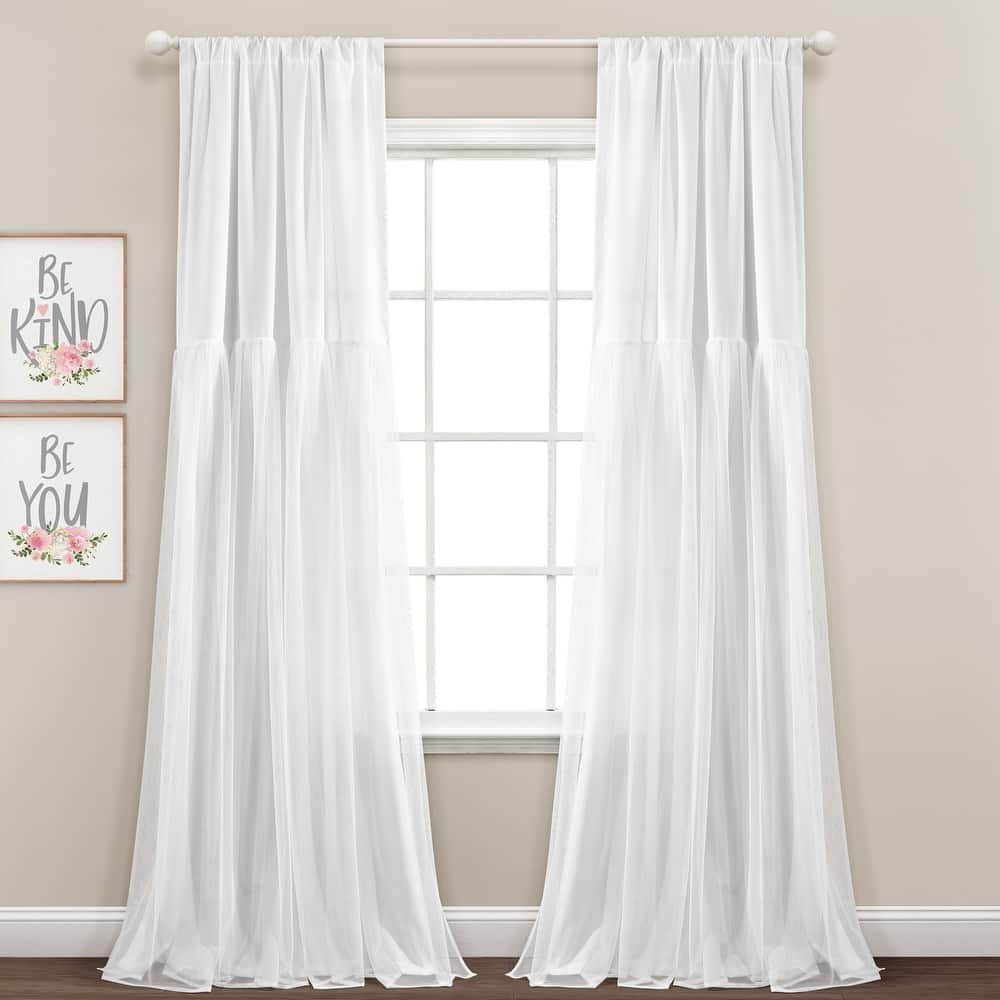 Lush Decor Tulle Skirt Solid Window Curtain Panel Pair - 84" x 40"