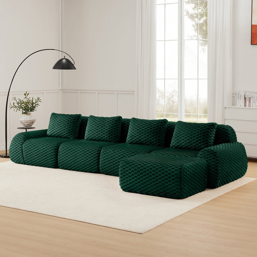 146" Modern L-Shaped Modular Sectional Sofa for Living Room,Flannelette Fabric,Oversized 4-Seater Couch