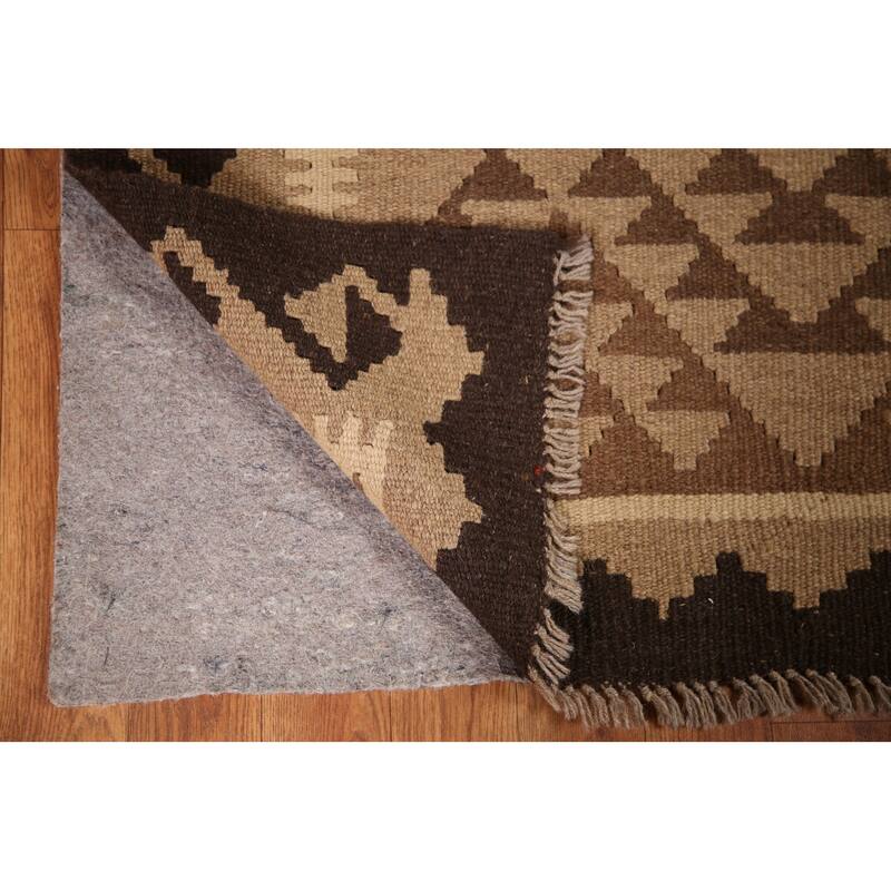 Reversible Kilim Area Rug Hand-woven Wool Carpet - 3'3" x 4'10"