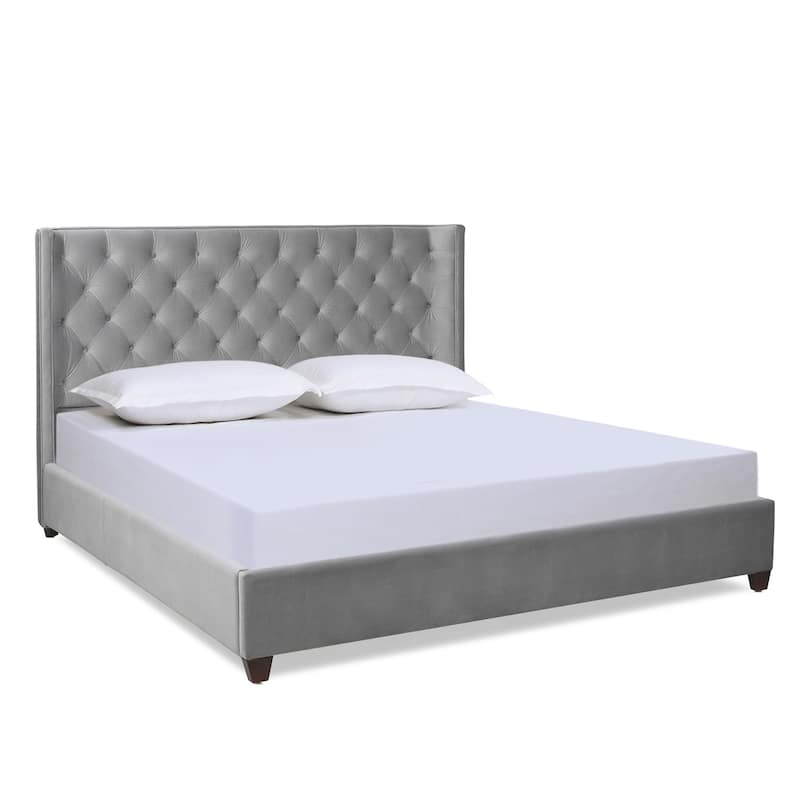 Manhattan Tufted Wingback Headboard King Platform Bed