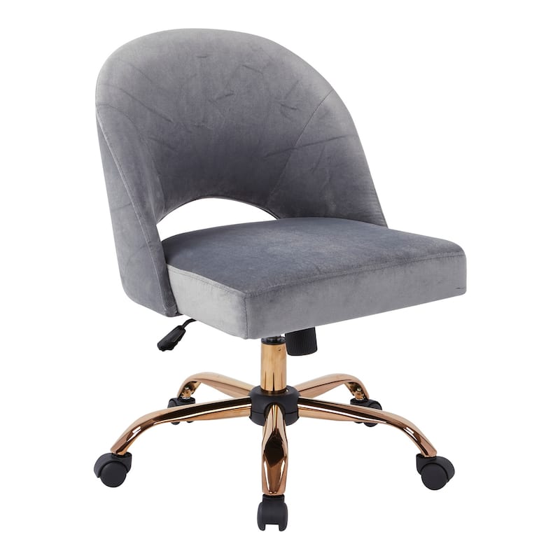 Upholstered Office Chair in Garden Fabric with Rose Gold Base, Swivel Seat and Adjustable Height