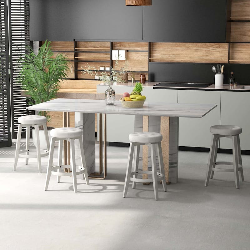 Gymax Set of 4 Swivel Bar Stools 26'' Counter Height Upholstered Seats