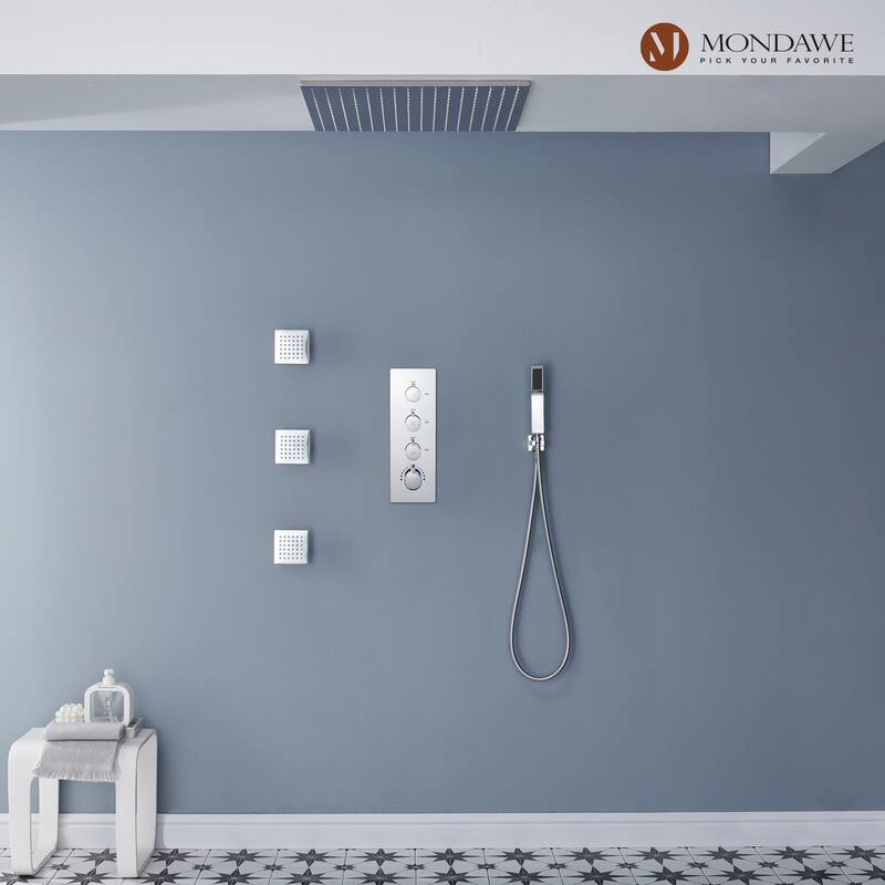 20 Inch 3 Functions Flush Ceiling Mounted Thermostatic Shower System
