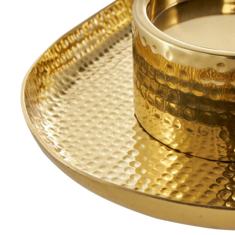 Gold or Silver Stainless Steel Metal 4 Candle Candelabra with Attached Tray