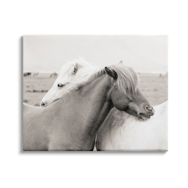 slide 1 of 9, Stupell Industries Wild Country Horses Resting Animal Hug Monochromatic Photograph Canvas Wall Art - Grey