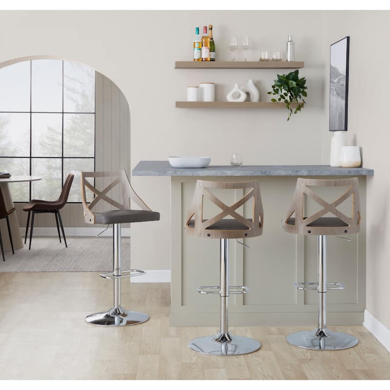 The Gray Barn Charlotte Adjustable Bar Stool with Rounded Rectangular Footrest (Set of 2)