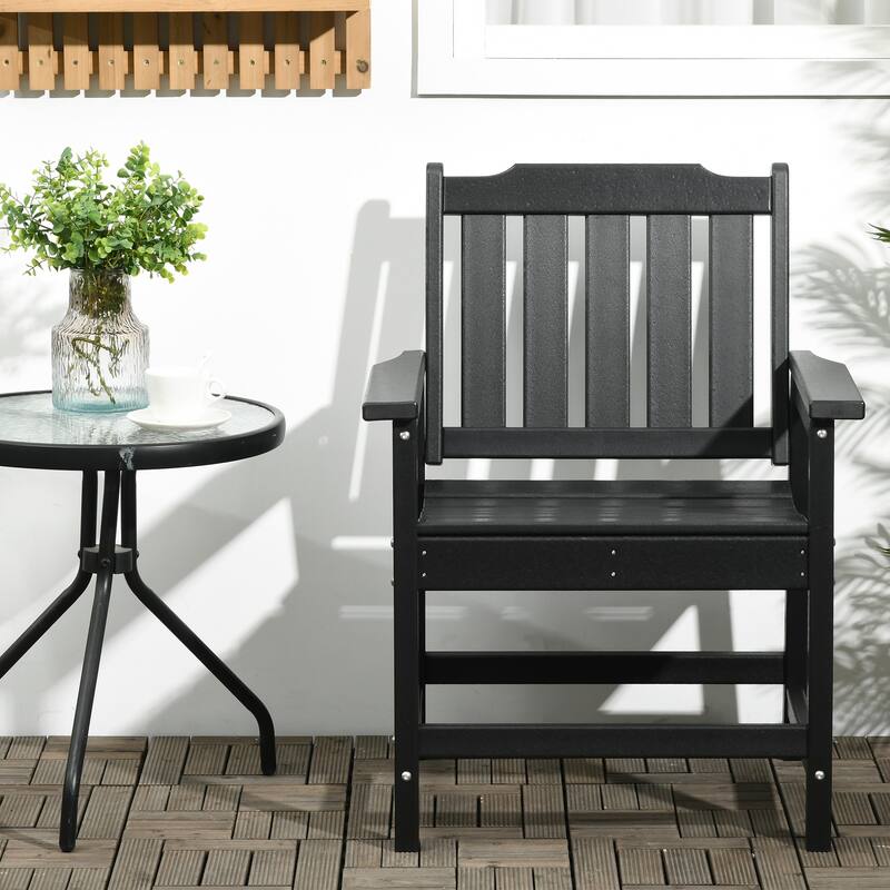 HDPE Outdoor Patio Chair with Armrests and Slats - 23.5" W x 26.5" D x 34.25" H