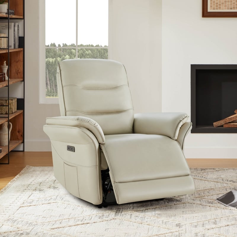 Spruce & Spring Dual Motor Zero Gravity Power Recliner with Power Headrest - Creamy gray