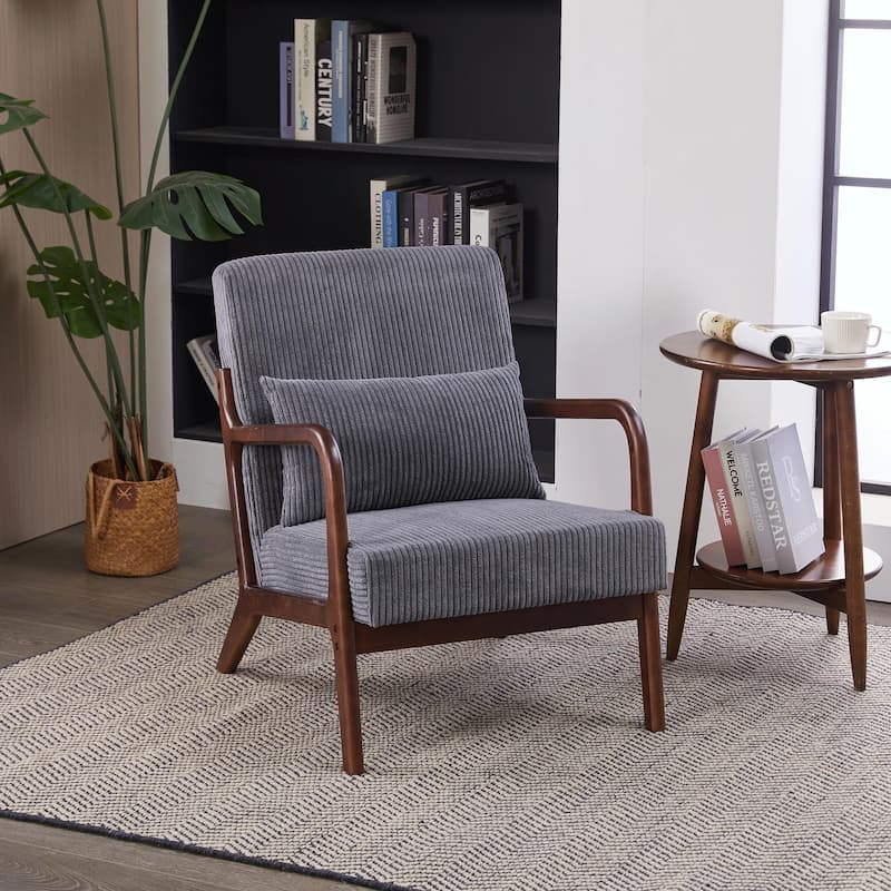 Mid-Century Modern Accent Chair, Armchair Living Room Chairs with Pillow