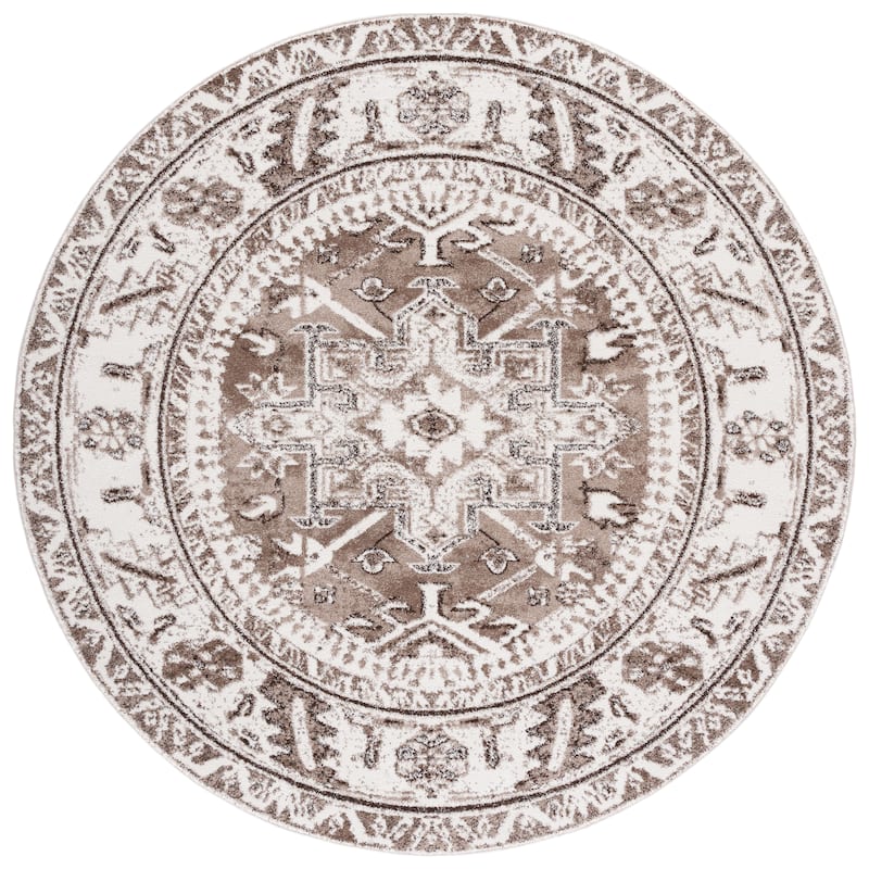 SAFAVIEH Vintage Hamadan Vina Oriental Rug - 6'7" Round - Brown/Ivory
