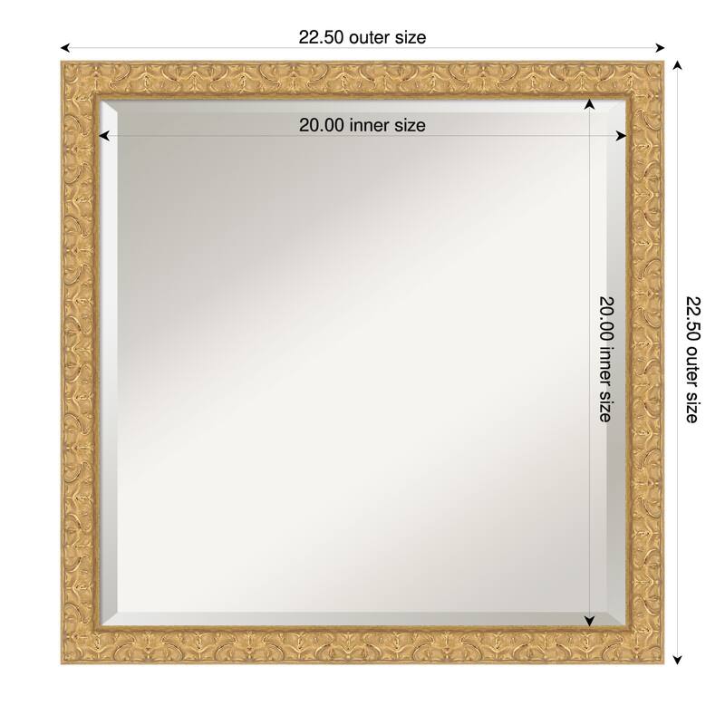 Lila Beveled Wood Framed Bathroom Vanity Wall Mirror - 23 x 23 in - Lila Gold