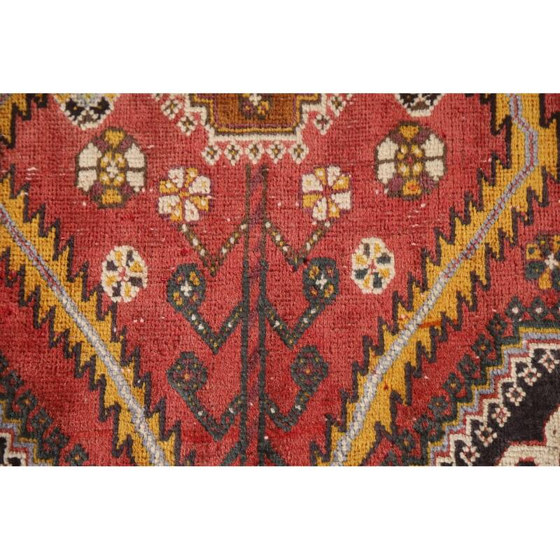 Vegetable Dye Shiraz Persian Antique Rug Hand-knotted Wool Carpet - 3'10"x 5'6"