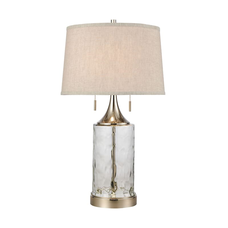 Elk Home Tribeca Clear With Light Gray Linen Shade Table Lamp