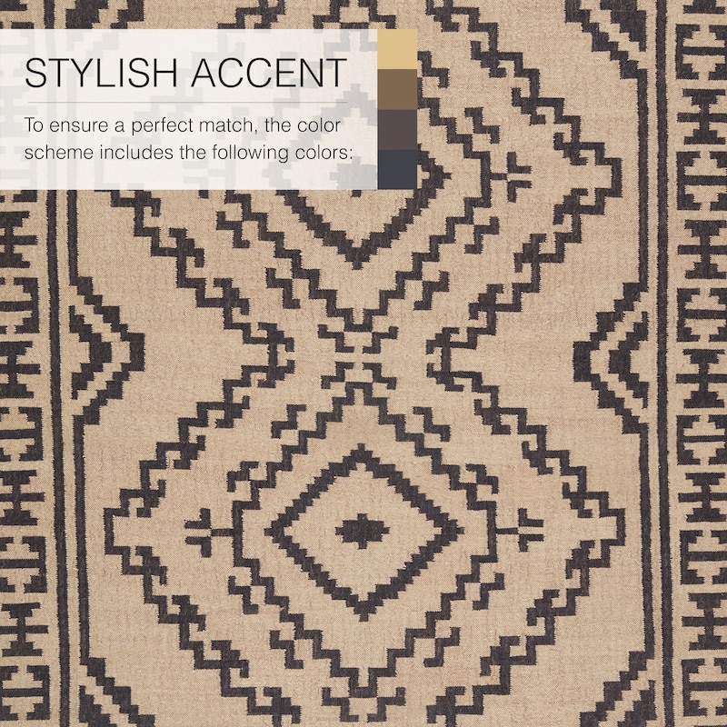 Effia Handmade Tribal Beige/ Black Area Rug