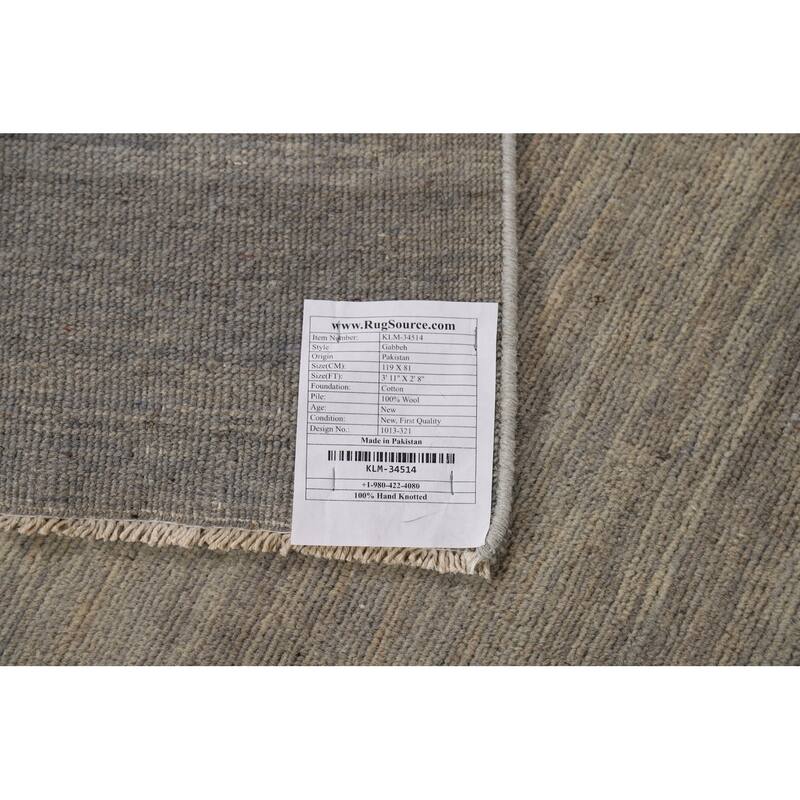 Striped Gabbeh Modern Foyer Rug Handmade Wool Carpet - 2'8"x 3'11"