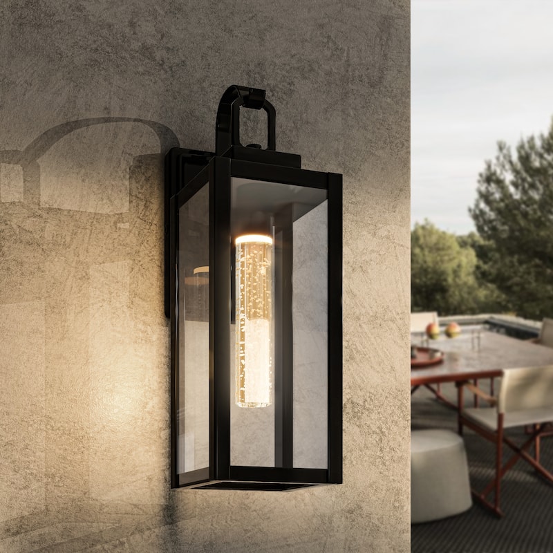4 Pack 7W LED Black Outdoor Wall Sconce - Matte Black
