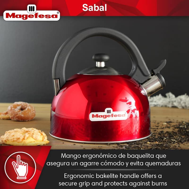 Magefesa Sabal Red Stainless Steel 2.1-quart Tea Kettle