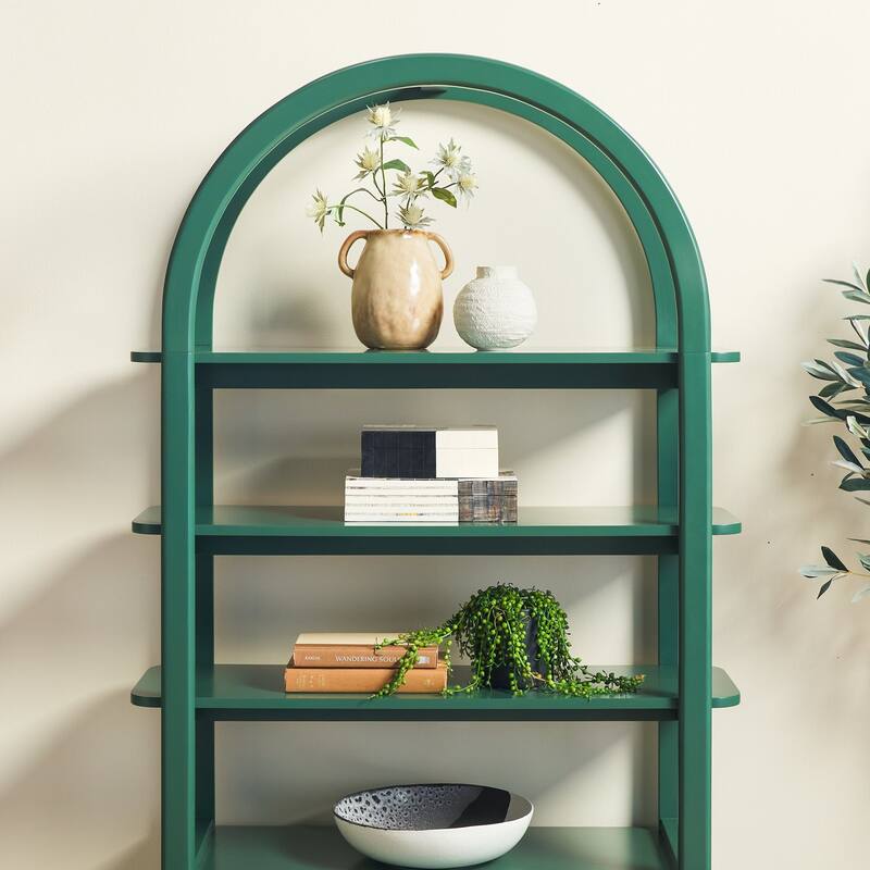 Walker Edison Modern Wood Arched Cabinet Bookcase with Storage