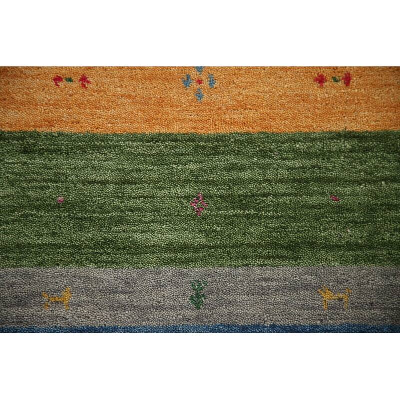 Striped Gabbeh Oriental Area Rug Handmade Wool Carpet - 2'6"x 4'11"