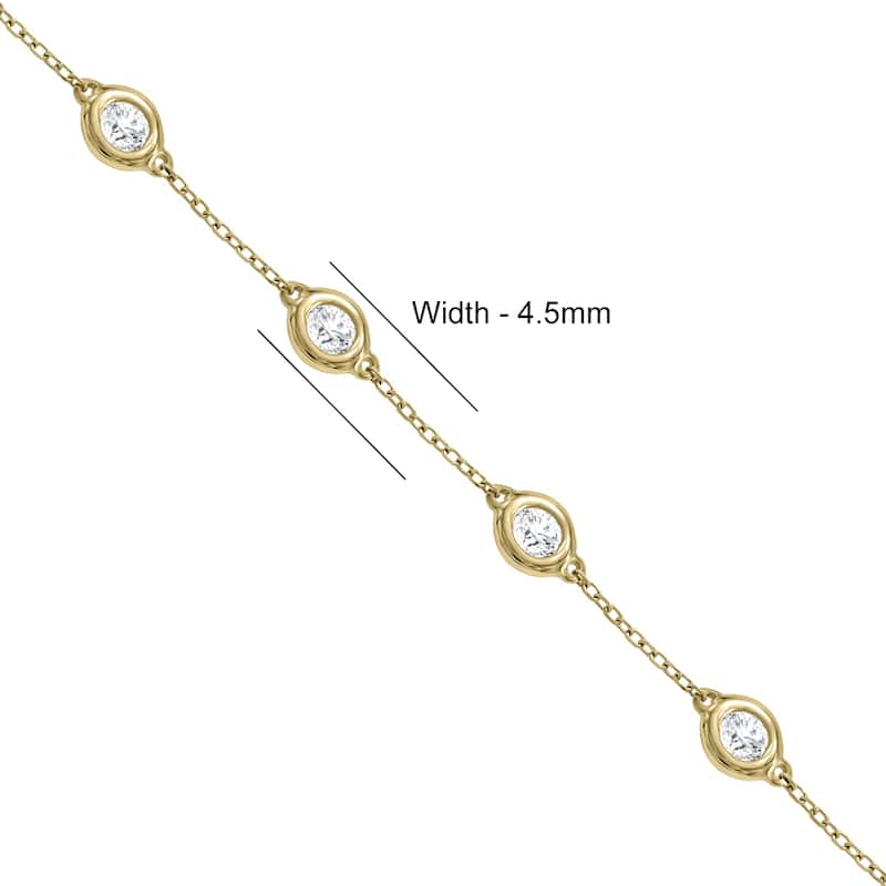 Marquee 1 Carat TW Bezel Set Genuine Diamond Station Bracelet in 14K Yellow Gold