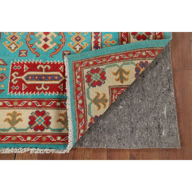 Turquoise Blue Kazak Accent Rug Handmade Wool Carpet - 3'4" x 5'1"