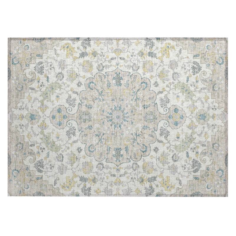 Machine Washable Indoor/ Outdoor Traditional Indore Chantille Rug
