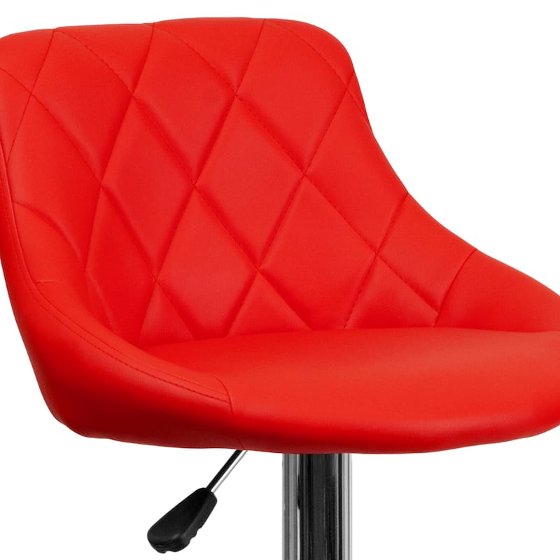Diamond Pattern Vinyl Bucket Seat Adjustable Barstool - 18.5"W x 19"D x 33.25" - 41.75"H