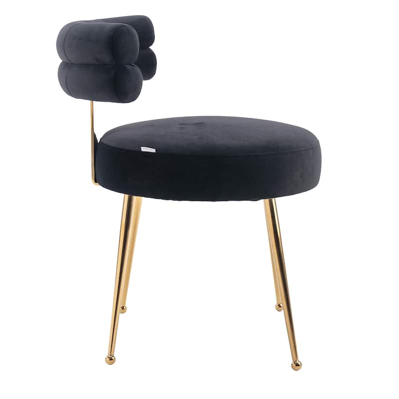 Velvet Upholstered Tubulous Side Dining Chair with Golden Legs(set of 2)