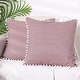 preview thumbnail 1 of 4, 1 Pair Striped Pillow Cover with Pom Pom Fringe for Home Cushion Case Red - 18x18 inch