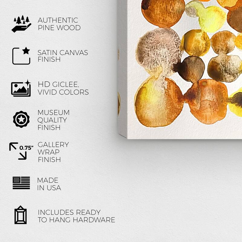 Wynwood Studio Canvas Abstract Amber Color Splash Yellow and Amber Modern & Contemporary Wall Art Canvas Print