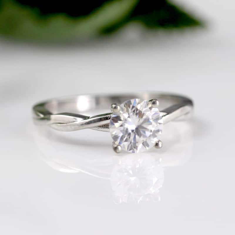 Auriya 14k Gold Twisted 2ctw Round Solitaire Moissanite Engagement Ring