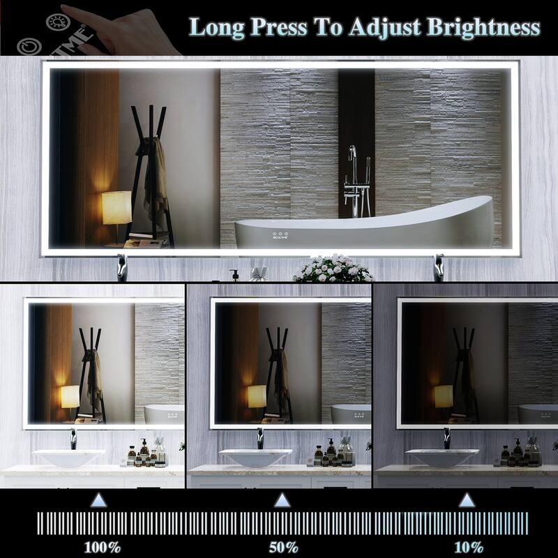 Rectangular Framed Wall Mounted LED Bathroom Vanity Mirror - 32" X 72"