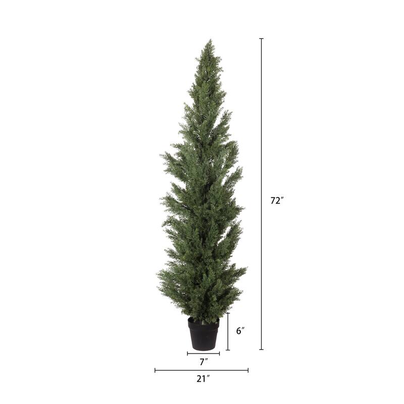 6FT Artificial Cypress Tree UV Resistant, Realistic Indoor Outdoor Fake Topiary Plant, Garden or Entryway Decoration, 1pc/set