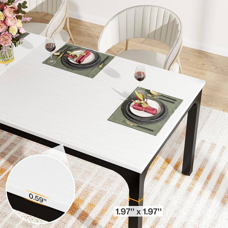 78.7" Rectangle Wood Dining Table, Long Kitchen Table for Living/Dining Room